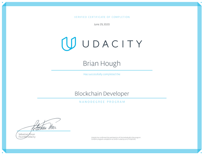Udacity Blockchain Developer Certification